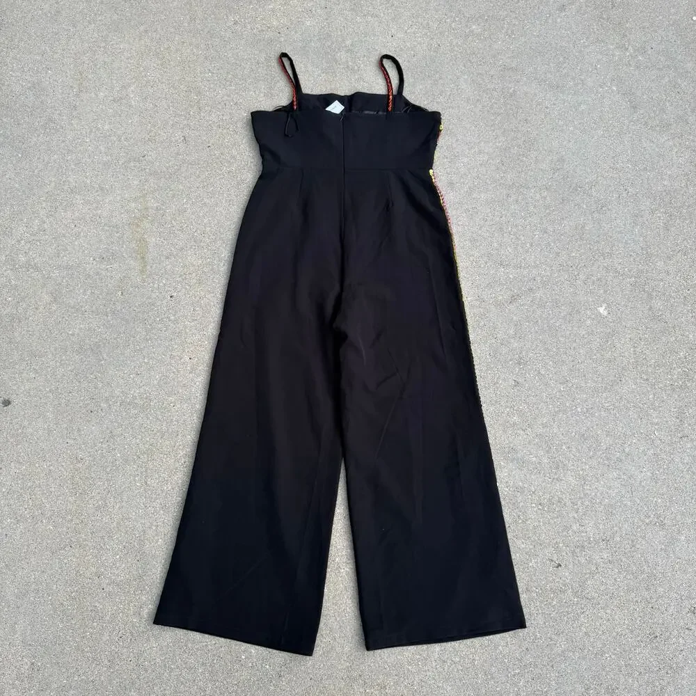 Nasty Gal Premium Black Multi Color Gem Hand Embellished Jumpsuit NWT US Size 14 - Picture 10 of 12